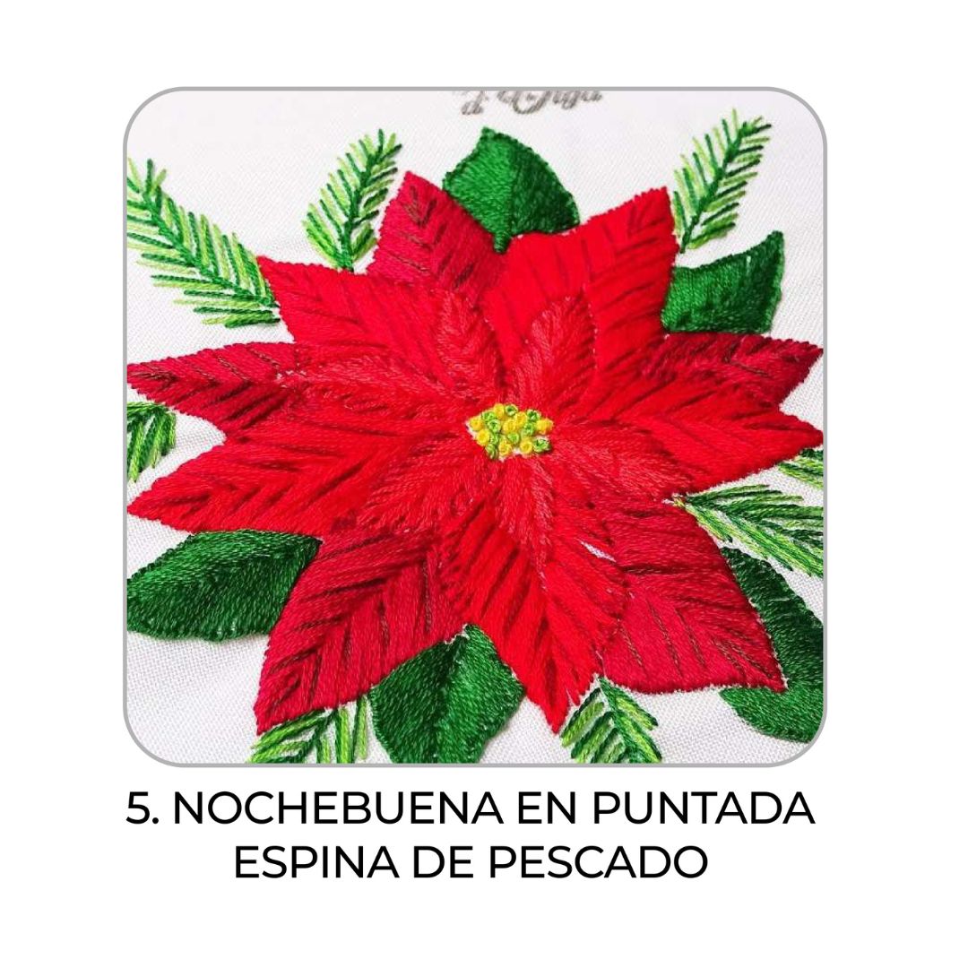 5- Flor Noche Buena Puntada Espina de Pescado