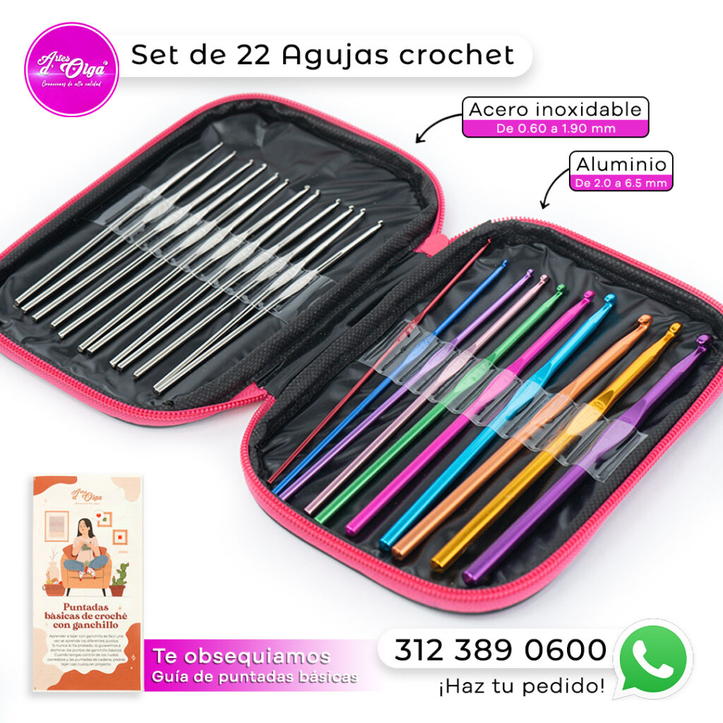 Set 22 Crochet 100 Accesorios Ganchillo En Estuche