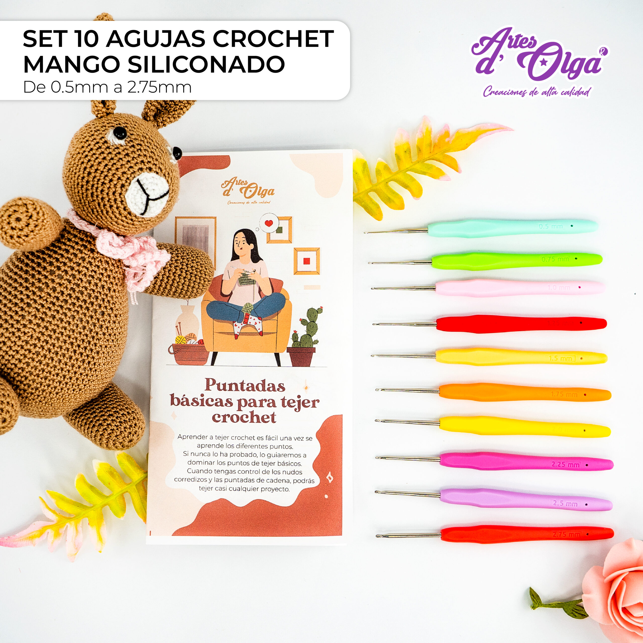 Set 22 Agujas de Crochet + Estuche Organizador – Artesd'Olga - Kits de  Bordados