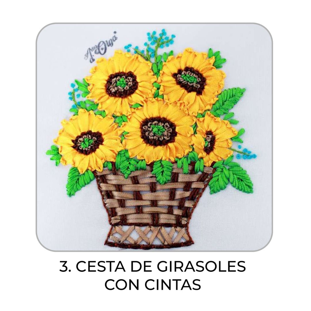 3 – Cesta de girasoles con cintas